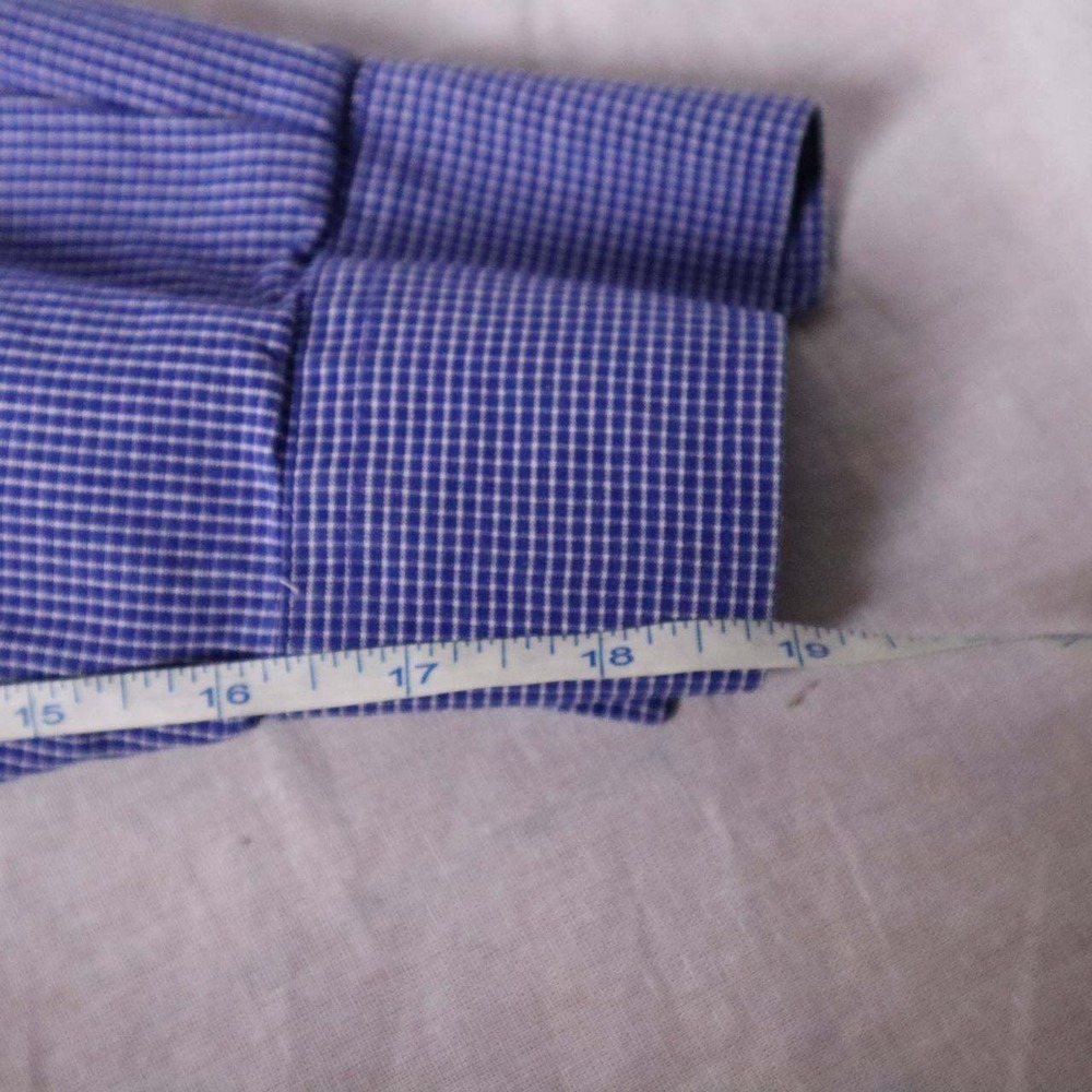 Christian Dior Mens Blue Gingham Check Shirt Button Down Long Sleeve Size 16 - Picture 5 of 7